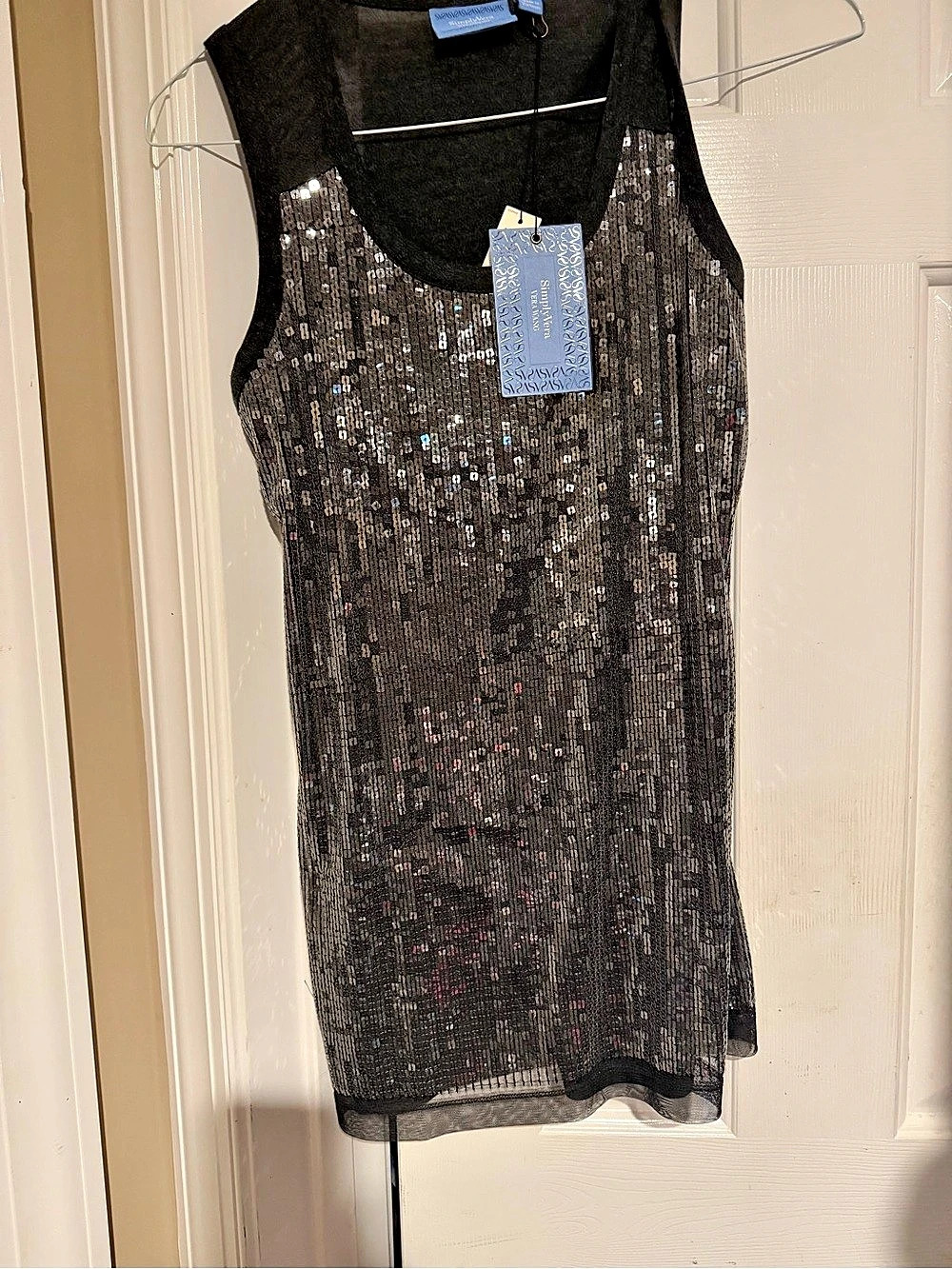 Simply Vera Wang Charcoal Heather Sequin Tank Sequin Tank in Black & Gray